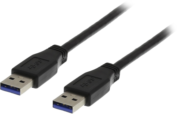 DELTACO USB 3.0 kabel, Typ A hane - Typ A hane, 1m, svart (USB3-210S)