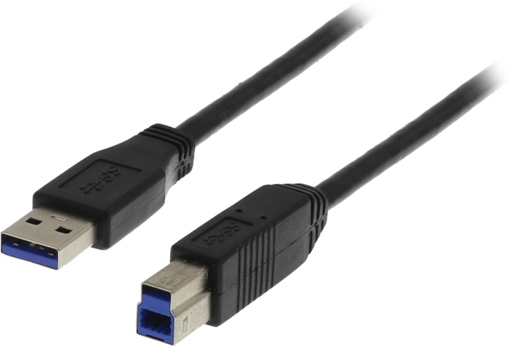 DELTACO USB 3.0 kabel, Typ A hane - Typ B hane, 2m, svart (USB3-120S)