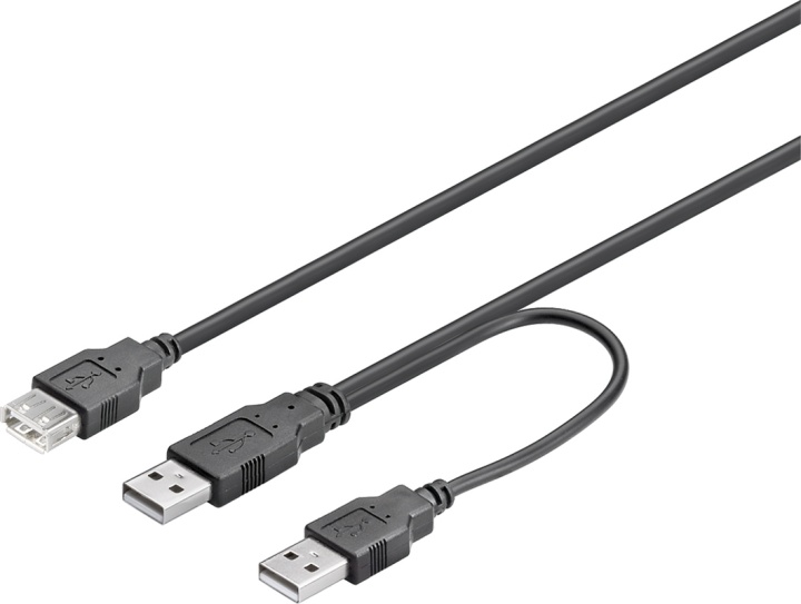 USB-strömkabel, Y-kabel, 2xTyp A hane till 1xTyp A hona, 0,3 m (USB2-16)