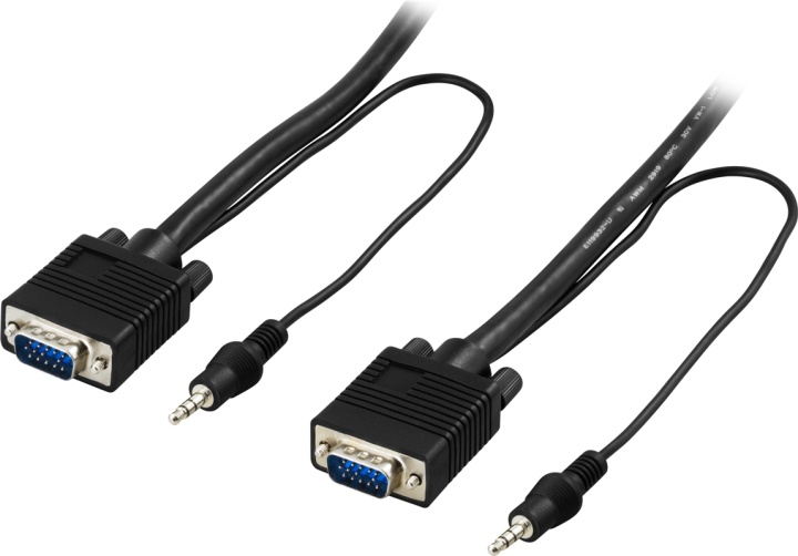 DELTACO monitorkabel RGB HD15ha-ha, utan pin 9, med 3,5mm ljud, 3m (RGB-7C)
