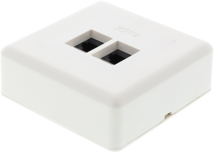 DELTACO Vägguttag utanpåliggande, UTP 2xRJ45, Cat6 (VR-34)