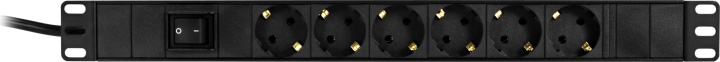 DELTACO Grenuttag, 6xCEE 7/4, 1xCEE 7/7, brytare, 3m kabel, svart (GT-8530)