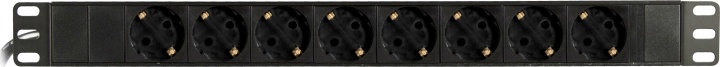 DELTACO Grenuttag, 8xCEE 7/4, 1xCEE 7/7, 2m kabel, svart (GT-8529)