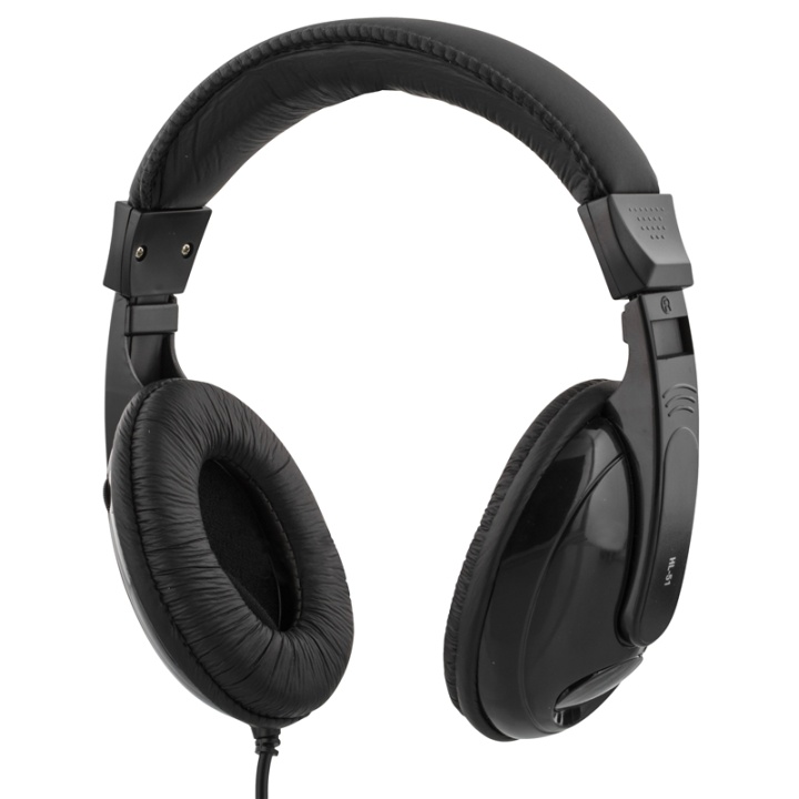 DELTACO hörlurar med volymkontroll 2,5m kabel, svart (HL-51)