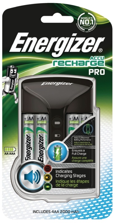 Energizer Pro laddare + 4 AA 2000 mAh batterier (639837)