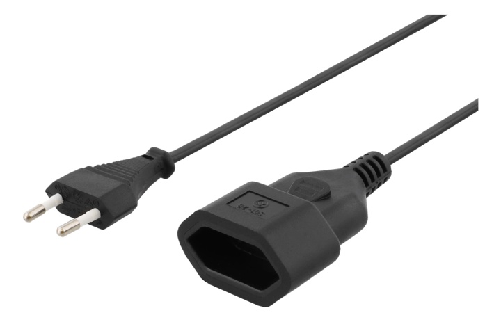 DELTACO ojordad apparatkabel, CEE 7/16 till IEC 60906-1, 1m