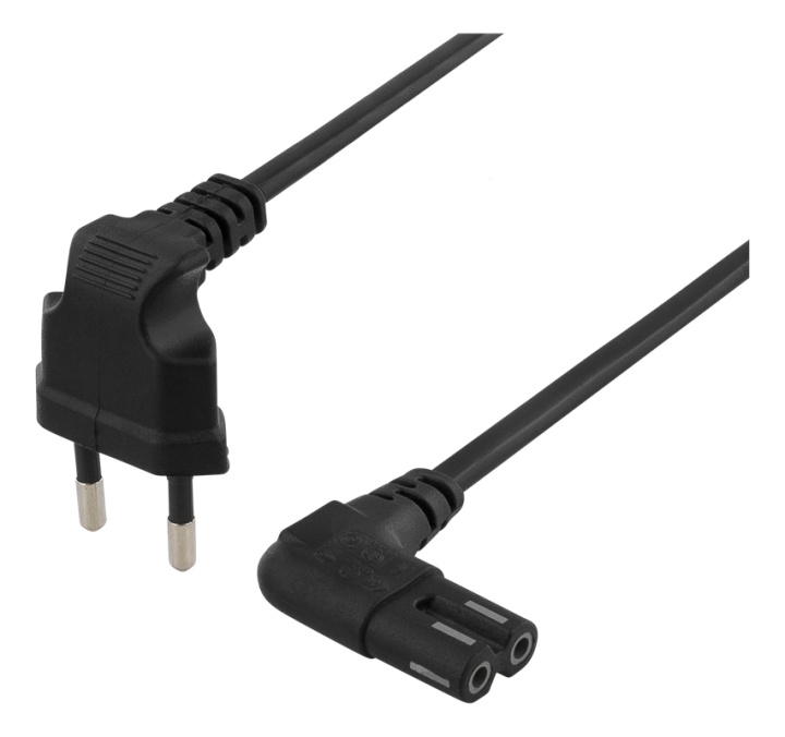 DELTACO ojordad apparatkabel, 0,5m, CEE 7/16 - IEC 60320 C7