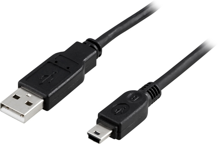 DELTACO USB 2.0 kabel Typ A Hane - Typ Mini B Hane 2m, svart
