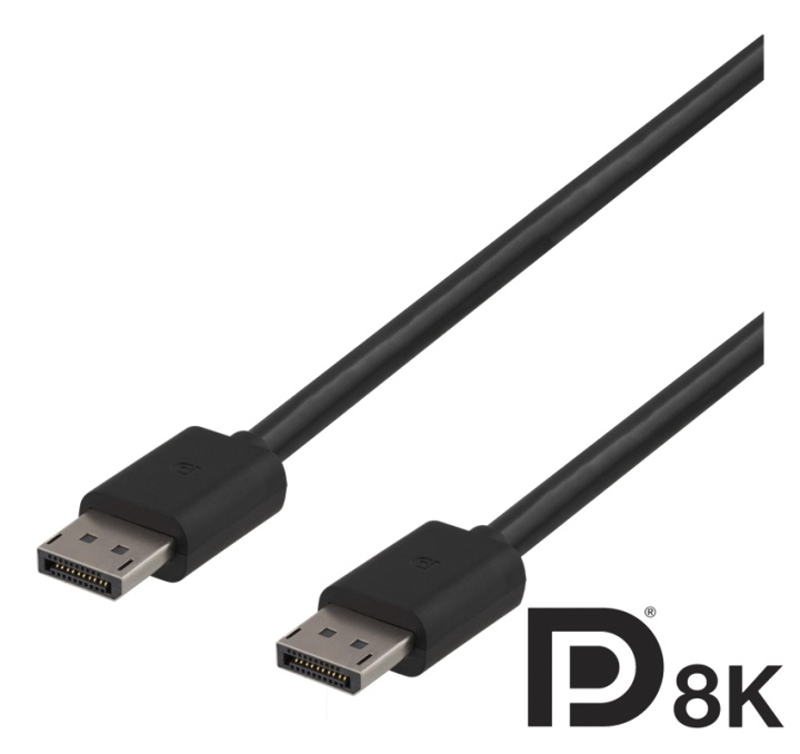 DELTACO DisplayPort kabel, DP 1.4, 7680x4320 i 60Hz, 2m