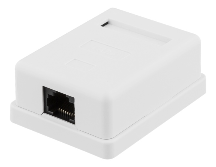 DELTACO oskärmat vägguttag, utanpåliggande UTP 1xRJ45, Cat6