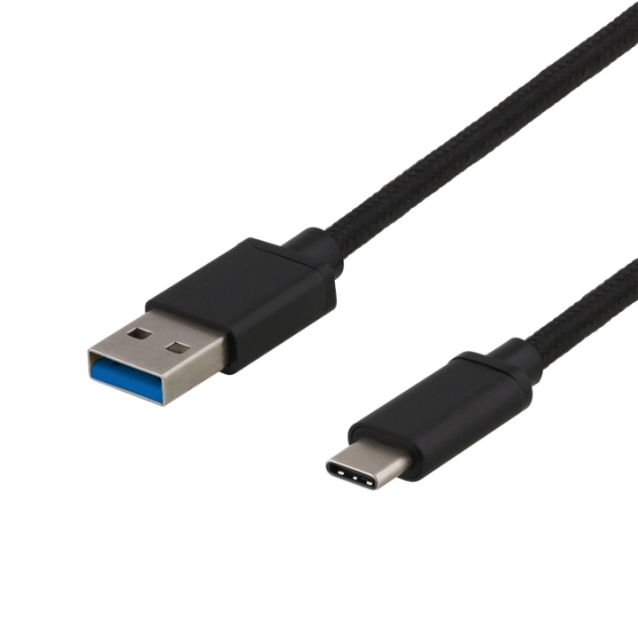 DELTACO USB 3.1 Gen1 USB-C - USB-A tygbekl kabe, 0.25m, 60W 3A