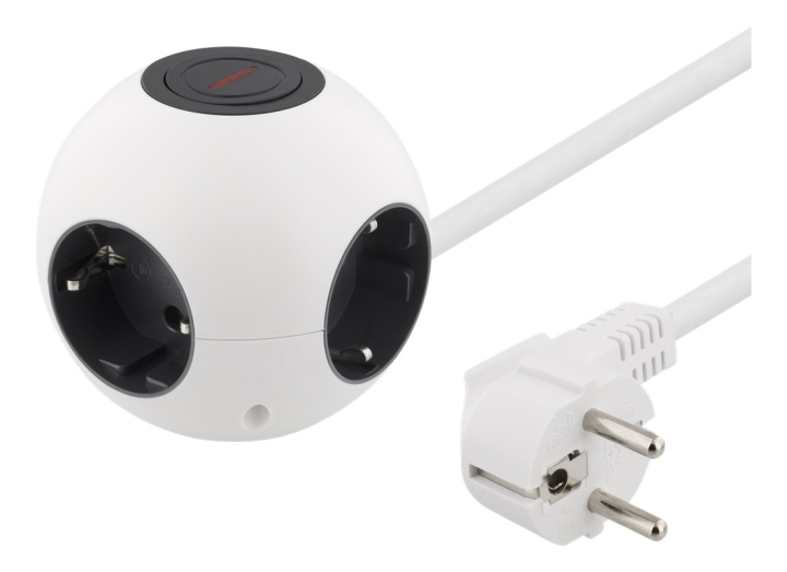 DELTACO Kulformat grenuttag med switch, 4xCEE 7/4, 1xCEE 7/7