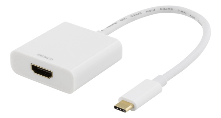 DELTACO USB-C till HDMI adapter, 4096x2160 30Hz, vit