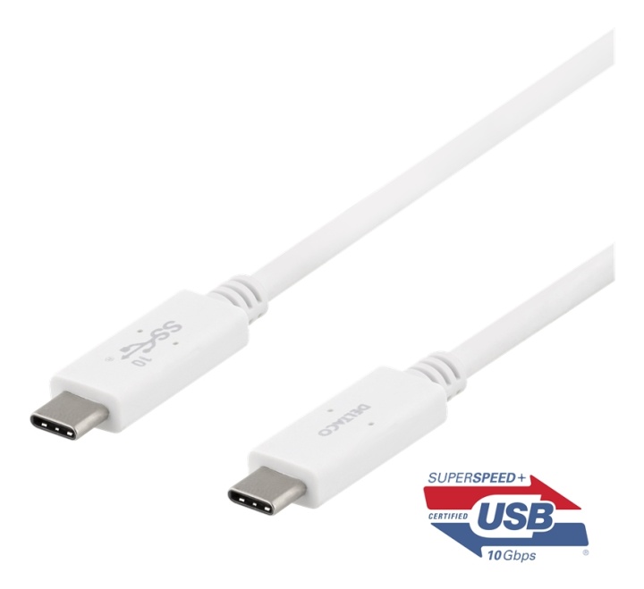 DELTACO USB-C - USB-C kabel, 1m, USB 3.1 Gen 2, E-marker chipset
