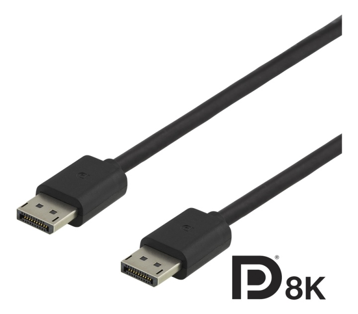 DELTACO DisplayPort kabel, DP 1.4, 7680x4320 i 60Hz, 1m