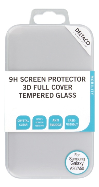 DELTACO screen protector, Galaxy A30/A50, 2.5D full coverage glass