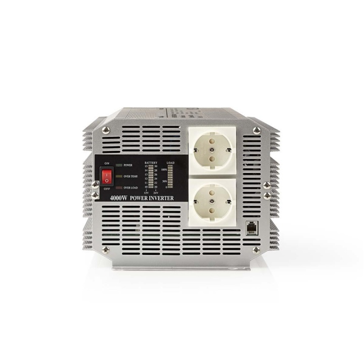 Nedis Växelriktare med modifierad sinusvåg | Inspänning: 12 V DC | Enhetens utgångsanslutning: Type F (CEE 7/3) | 230 V AC 50 Hz | 4000 W | Toppeffekt: 8000 W