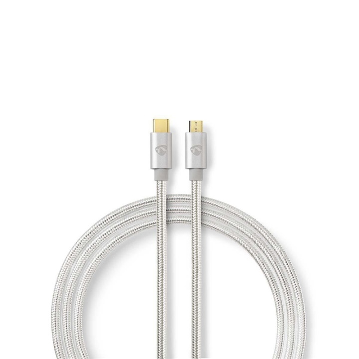 Nedis USB-kabel | USB 2.0 | USB-C™ Hane | USB Micro-B Hane | 10 W | 480 Mbps | Guldplaterad | 2.00 m | Rund | Flätad / Nylon