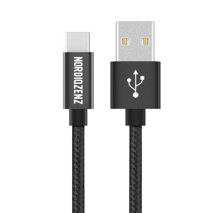 NORDIQZENZ USB-C Tekstilkabel, 50cm, Svart