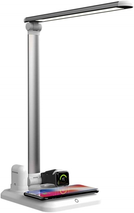 Bordslampa med trådlös Qi-laddning, 4-i-1