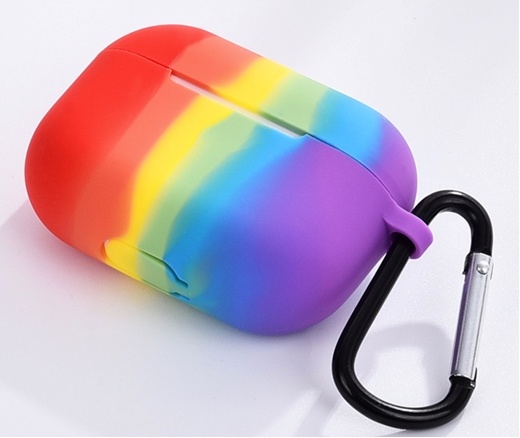 Silikonskal med krok till Airpods Pro, Regnbåge