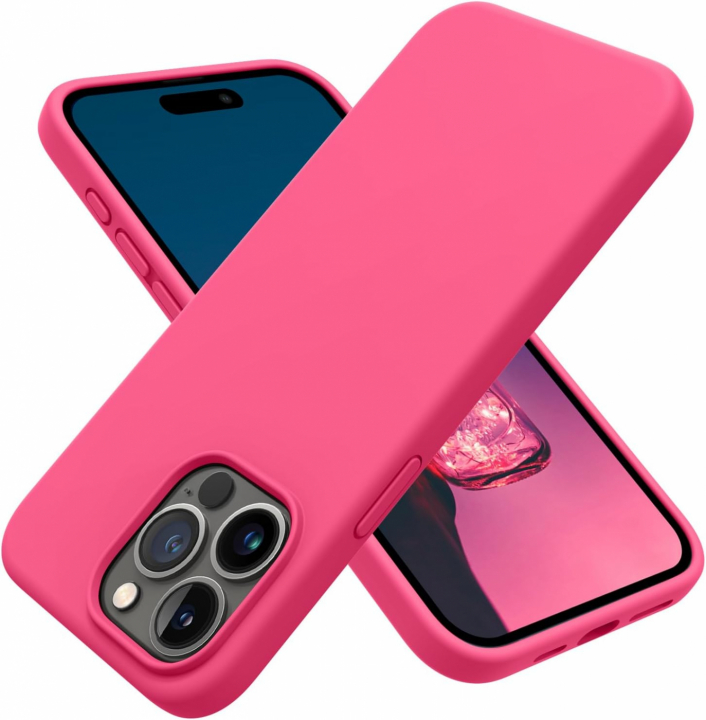 Silikonskal till iPhone 15 Pro, Hallonrosa
