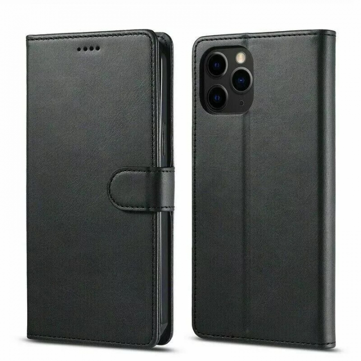 Plånboksfodral i läderimitation med kortfack till iPhone 16 Pro, Svart