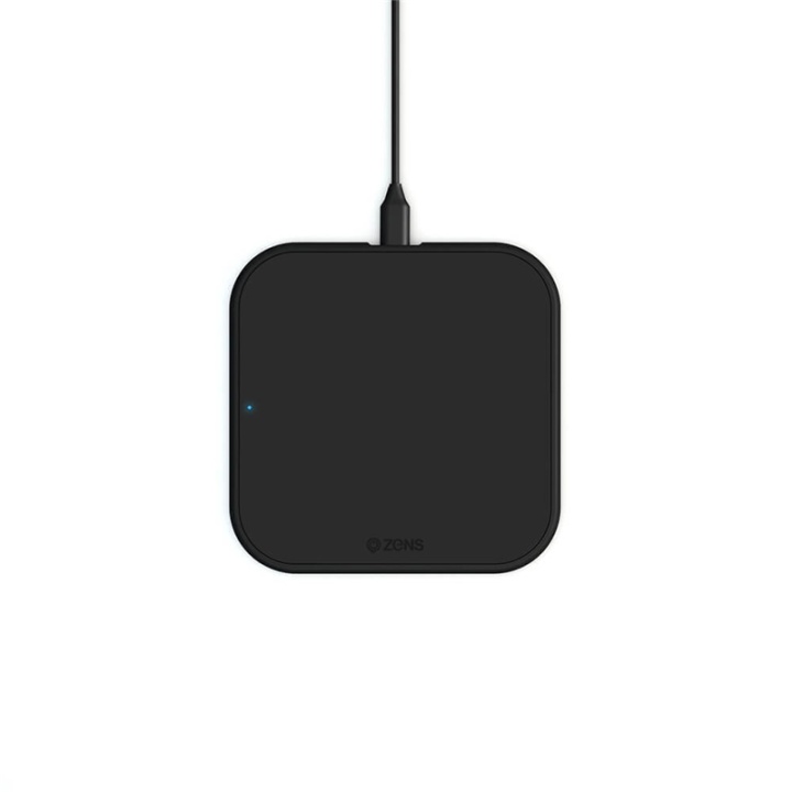 Zens Essential Single Laddare QI 10W Svart 5mm Slim (Apple + Samsung QC)