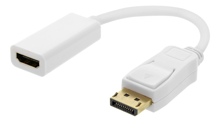 DELTACO DisplayPort till HDMI adapter, 4K 60Hz, 0,2m, Vit
