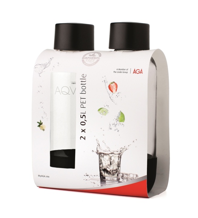 AGA AQVIA "on-the-go" 0,5 l, PET-flaske, 2-pakning (svart)