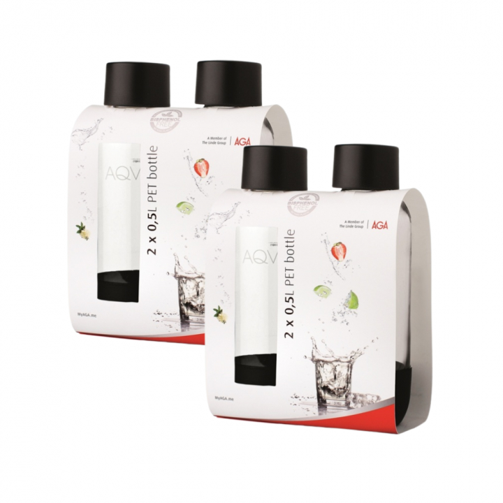 4-pack AGA AQVIA "on-the-go" 0,5L, PET-flaska (Svart)