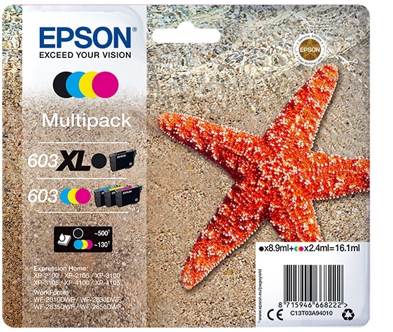 Epson 603 XL bläckpatroner 1 styck Original Hög (XL) avkastning Svart, Cyan, Mag