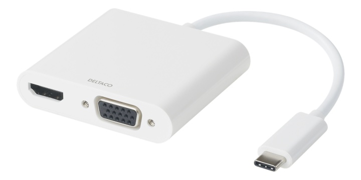 DELTACO USB-C dockningsstation, HDMI/VGA/USB-C, 100W USB-C PD 3.0
