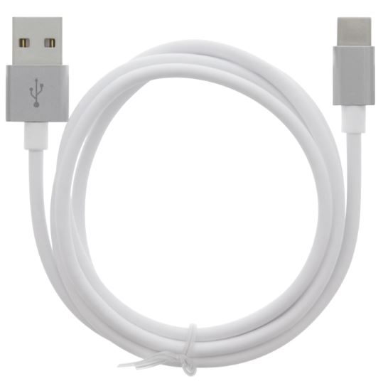 Kabel USB-A - USB-C 2,4A, 1 m, hvit