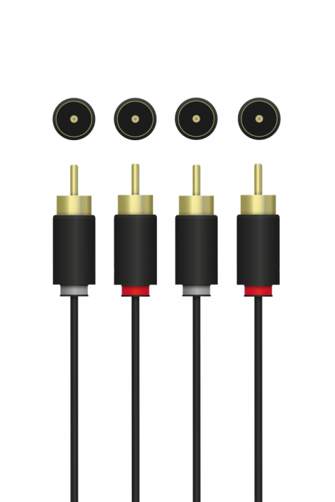 QNECT Stereo RCA-kabel, 2xRCA hane - 2xRCA hane, 3m