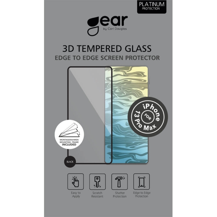 Gear Skärmskydd 3D Platinum Kurvat Glas Svart Ram - iPhone 13 Pro Max / 14 Plus