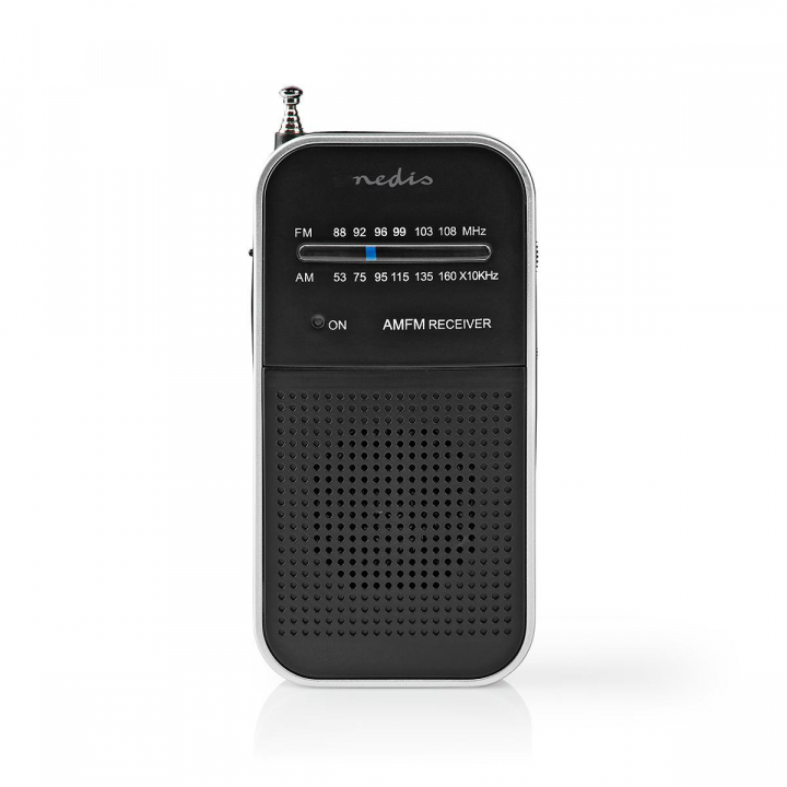 Nedis FM-radio | Portabel design | AM / FM | Batteridriven | Analog | 1.5 W | Svart Vit Skärm | Hörlursuttag