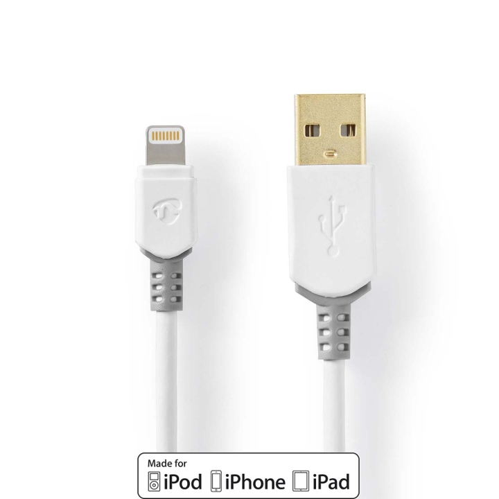 Nedis Lightning Kabel | USB 2.0 | Apple Lightning, 8-stifts | USB-A Hane | 480 Mbps | Guldplaterad | 1.00 m | Rund | PVC