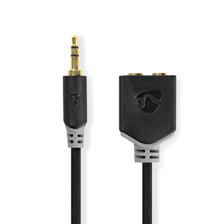Nedis Stereoljudkabel | 3.5 mm Hane | 2x 3.5 mm, Hona | Guldplaterad | 0.20 m | Rund