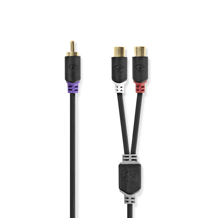 Nedis subwoofer Kabel | RCA Hane | 2x RCA Hona | Guldplaterad | 0.20 m | Rund | 4.0 mm