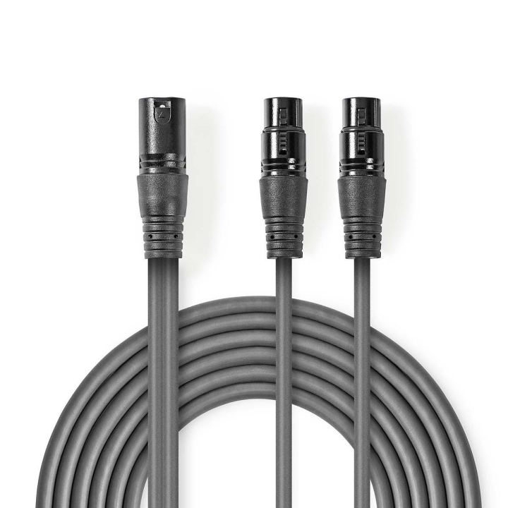 Nedis Balanserad ljudkabel | XLR 3-stifts hane | 2x XLR 3-Pin Hona | Nickelplaterad | 1.50 m | Rund | PVC