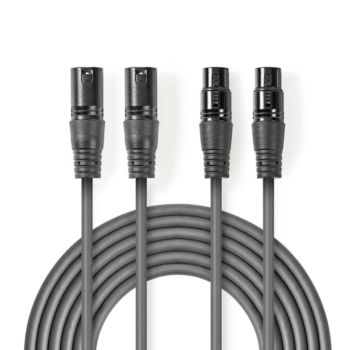 Nedis Balanserad ljudkabel | 2x XLR 3-Pin Hane | 2x XLR 3-Pin Hona | Nickelplaterad | 3.00 m | Rund | PVC
