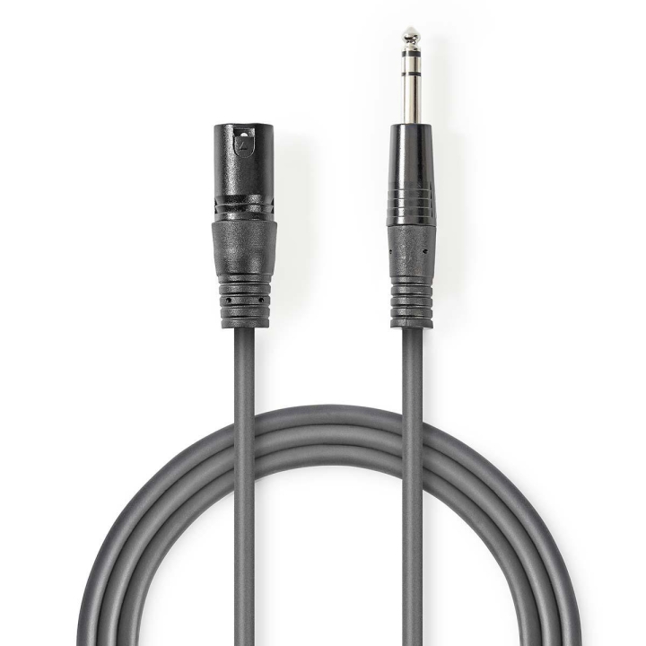 Nedis Balanserad ljudkabel | XLR 3-stifts hane | 6.35 mm Hane | Nickelplaterad | 1.50 m | Rund | PVC