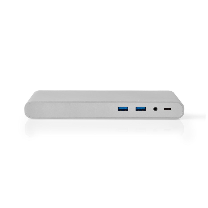 Nedis USB Dockningsstation | USB 3.2 Gen 1 | USB-C™ Hane | DisplayPort Hona / HDMI™ Utgång / RJ45 Hona / VGA hona 15p / 2x 3.5 mm, Hona / 2x USB-C™ / 4x USB-A | 0.20 m | Rund | Nickelplaterad | Flätad / Nylon