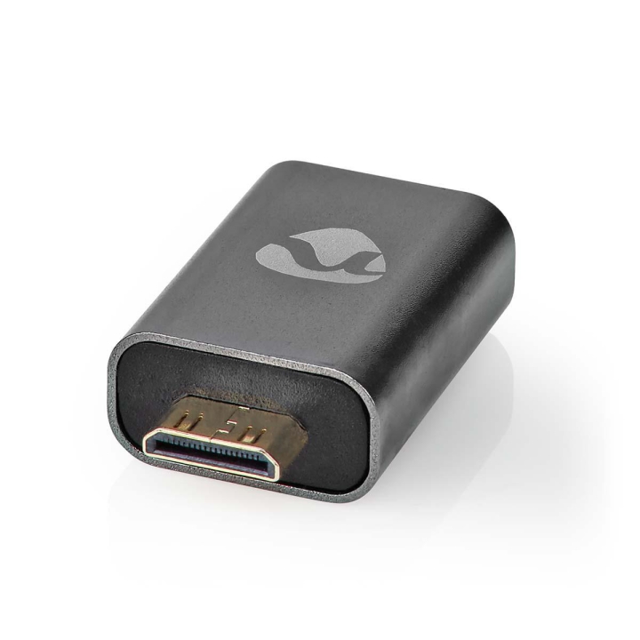 Nedis HDMI™ Adapter | HDMI™ Hane / HDMI™ Mini kontakt | HDMI™ Utgång | Guldplaterad | Rak | Aluminium | Grått Med Metall