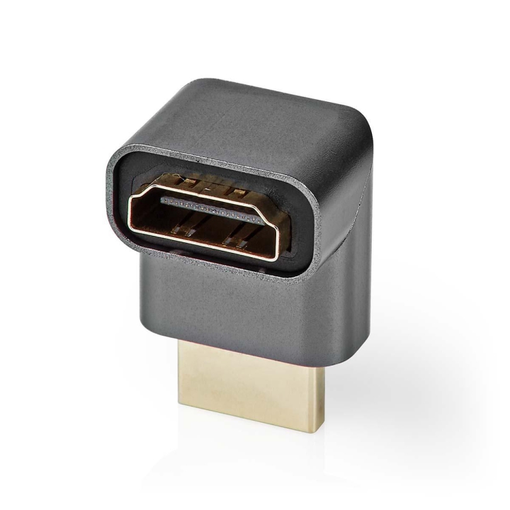 Nedis HDMI™ Adapter | HDMI™ Hane / HDMI™ Kontakt | HDMI™ Utgång | Guldplaterad | Vinklat 270° | Aluminium | Grått Med Metall