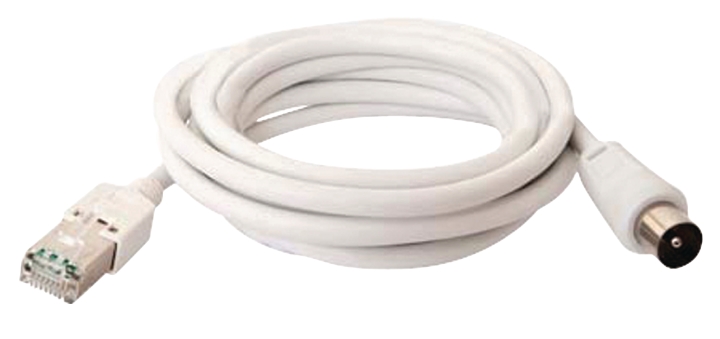 Koaxialkabel Koax Hane - RJ45 (8P8C) Hane 2.00 m Vit