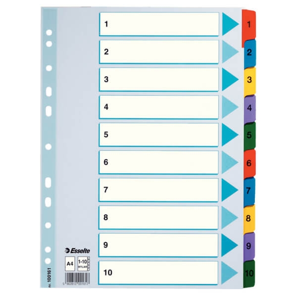 ESSELTE ESSELTE Register Mylar A4/1-10 Multifärgat