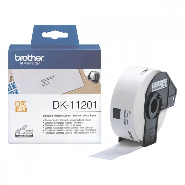 Brother Etiketter DK11201 29x90mm Svart på