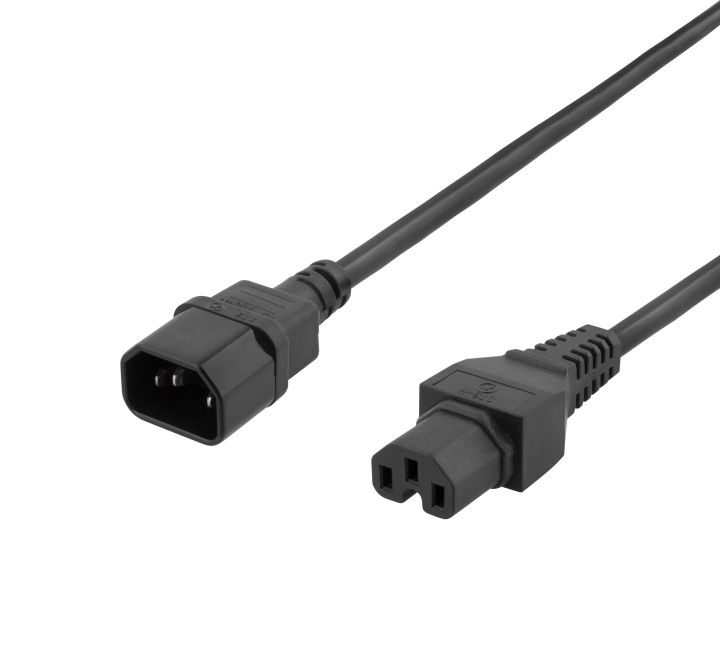 Deltaco Extension cord IEC C15, IEC C14, 3m